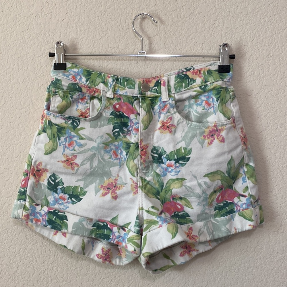 American Apparel Jeans 💌 Free Shipping Tropical Print Denim Shorts Size 28/29